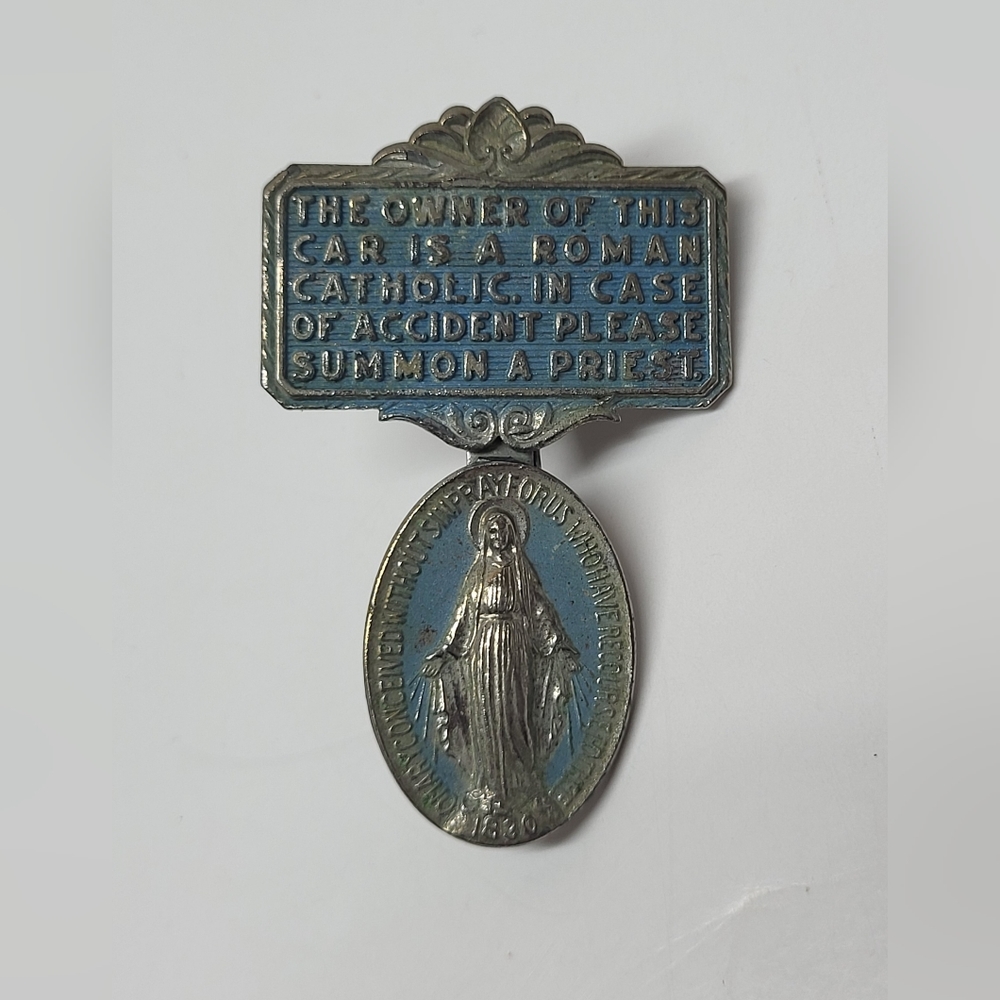 VTG Auto Car Clip Virgin Mary Roman Catholic summon a prie
